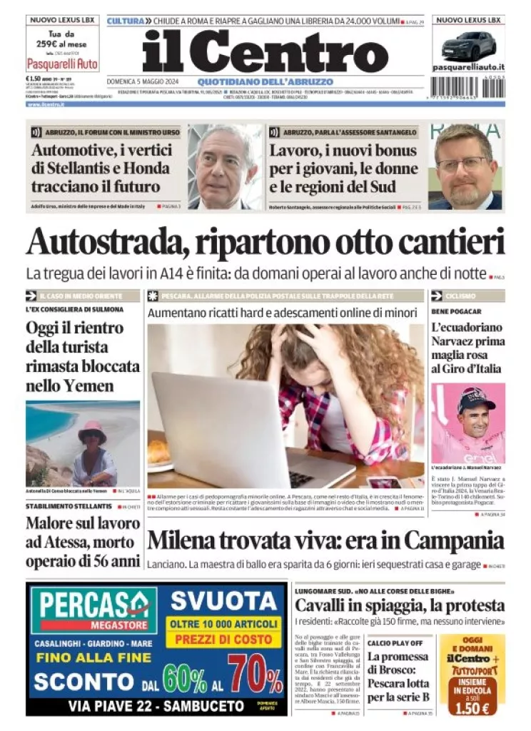 Prima-pagina-il centro-oggi-edizione-del-2024-05-05